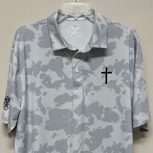 NWOT Gospel Golf  “The Heavens Polo” Gray Patterned Men's Polo Shirt size 2XL
